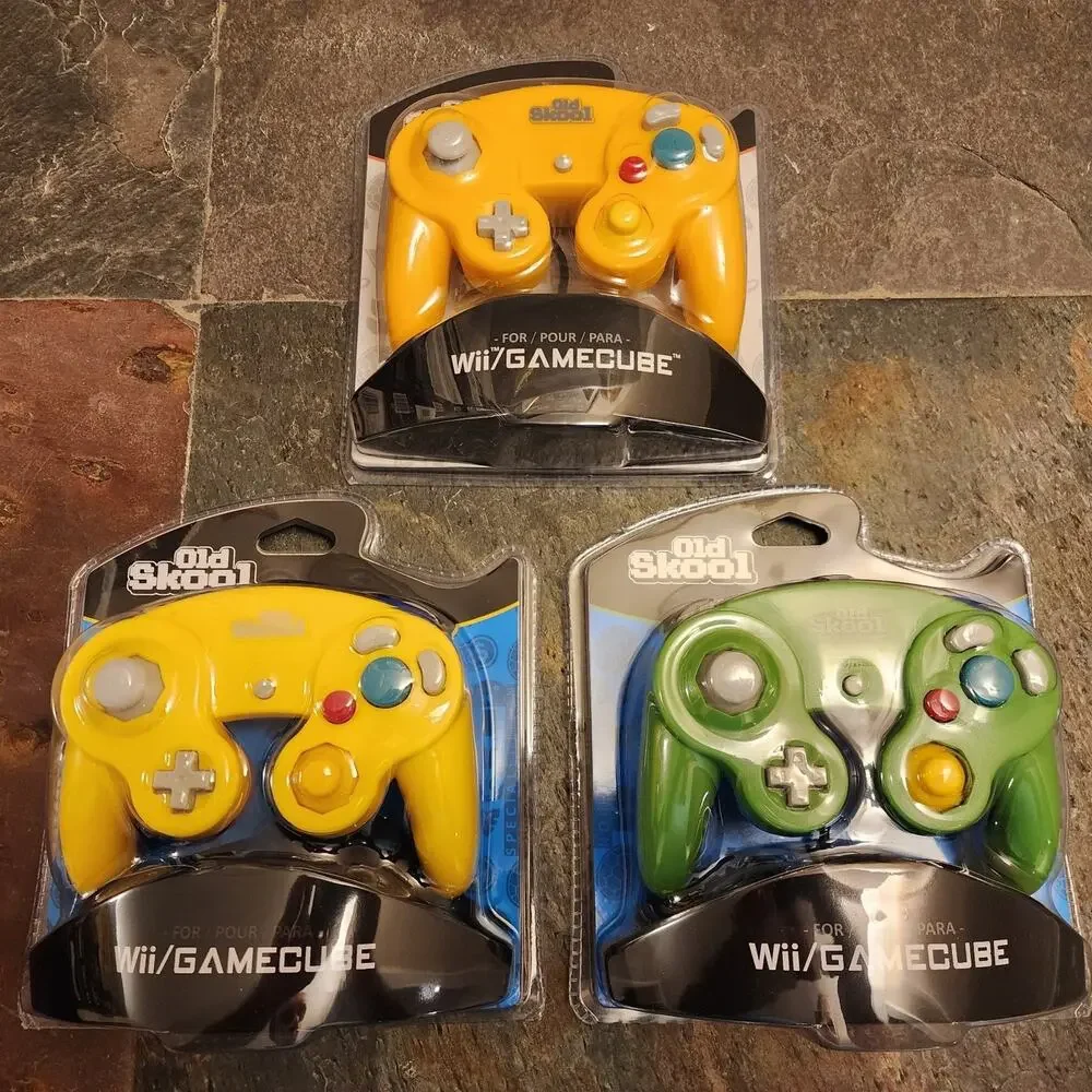 3 Gamecube Controllers - 3 Colors Bundle (NEW) - Yellow Green Orange - Nintendo